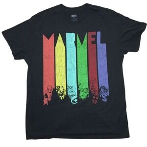 2XL Marvel Rainbow‎ Superheroes Graphic T-Shirt Comic Book Characters Black 2XLT